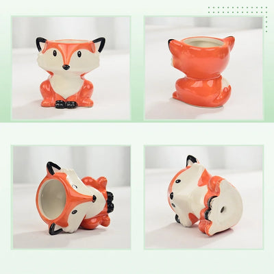 Adorable 6-Piece Ceramic Succulent Pot Set with Drainage - Cute Animal Planters for Indoor Home Décor