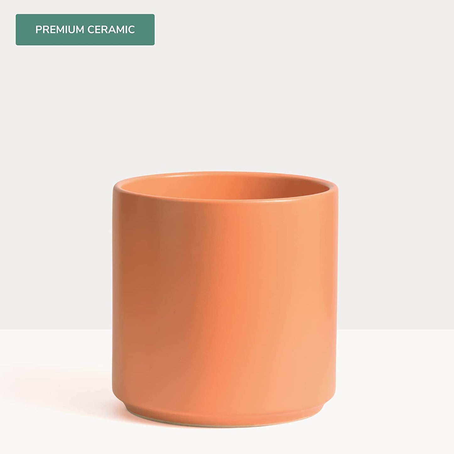 7 Inch (Set of Two) Melon Ceramic Planter. Classic Cylinder Plant Pot for House Plants and Indoor Plants (Drainage + Stopper Included).