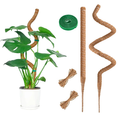 Moss Pole for Monstera Plants, 2 X 45 Inches Bendable Coir Moss Sticks for Large Monstera Cheese Plant Growth, Support Indoor Outdoor Plant