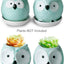 Adorable Turquoise Mini Owl Ceramic Succulent Planter Set of 4 with Drainage Hole & Saucer