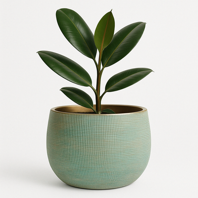 10 inch plant pot, green and gold planter, textured ceramic pot, modern plant pot, indoor outdoor planter, drainage hole pot, stylish flower pot, emerald planter, ceramic plant pot, large garden pot, chic planters, round cement pot, Bali-style planter

